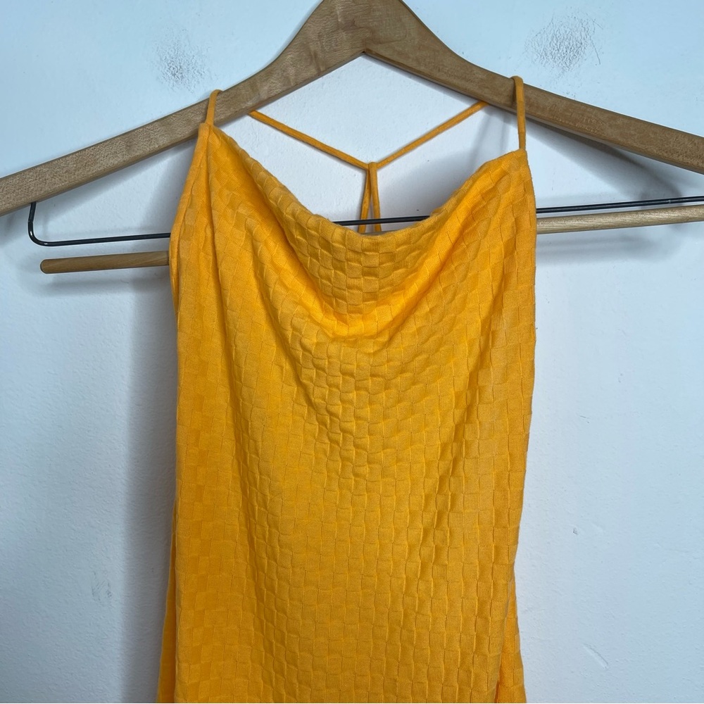 Free People BEACH Evelyn Halter Orange Square Textured
Open Back Dress XL Y2K 90 - Picture 6 of 16